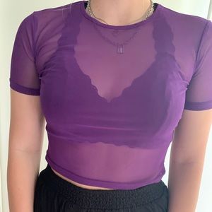 Purple mesh crop top